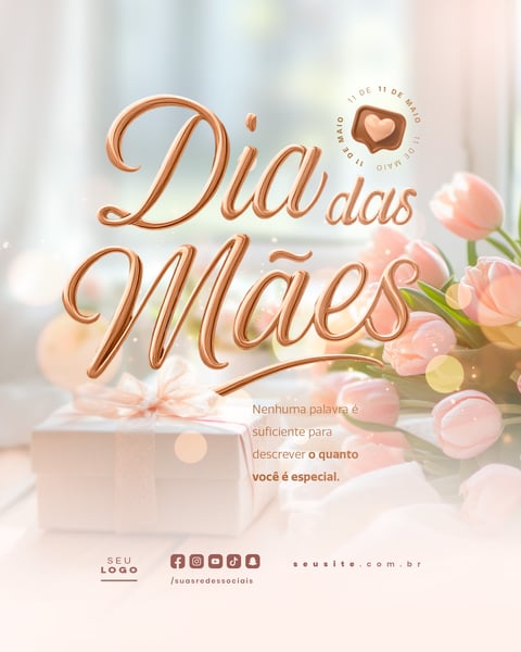 DIA DAS MÃES PARABÉNS PELO SEU DIA SOCIAL MEDIA FEED EDITÁVEL