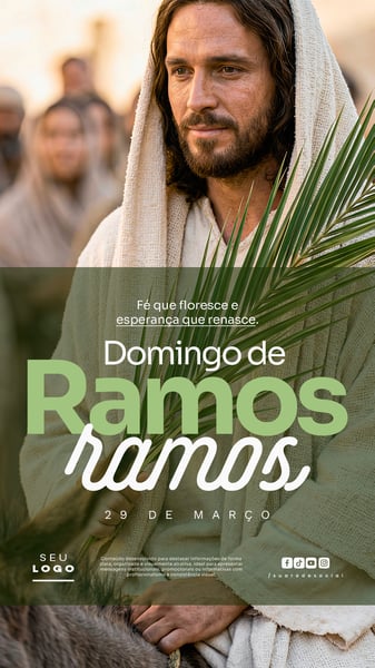 DOMINGO DE RAMOS ABERTURA DA SEMANA SANTA 29 DE MARÇO STORY SOCIAL MEDIA PSD EDITÁVEL 1