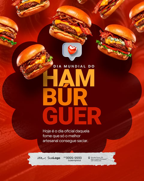 DIA MUNDIAL DO HAMBÚRGUER LANCHONETE PROMOÇÃO SOCIAL MEDIA PSD EDITÁVEL 4