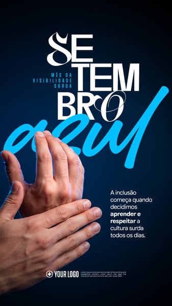 SETEMBRO AZUL INCLUSÃO ACESSIBILIDADE E LIBRAS SOCIAL MEDIA PSD STORY