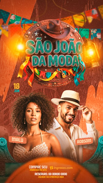 FLYERS PARA EVENTOS SÃO JOÃO DA MODA STORYS