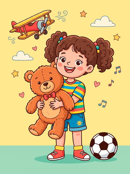 IMAGEM PARA COMPOSIÇÃO CRIANÇA COM BRINQUEDOS FELIZ EM PÉ EM JPG