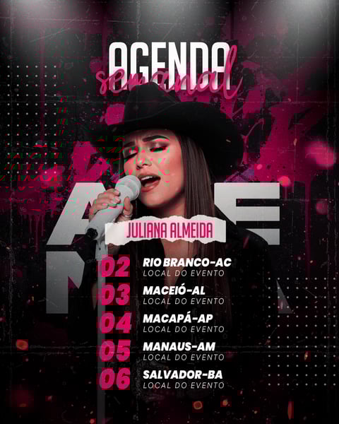 FLYER AGENDA DE SHOW EVENTO PSD EDITÁVEL FEED 1