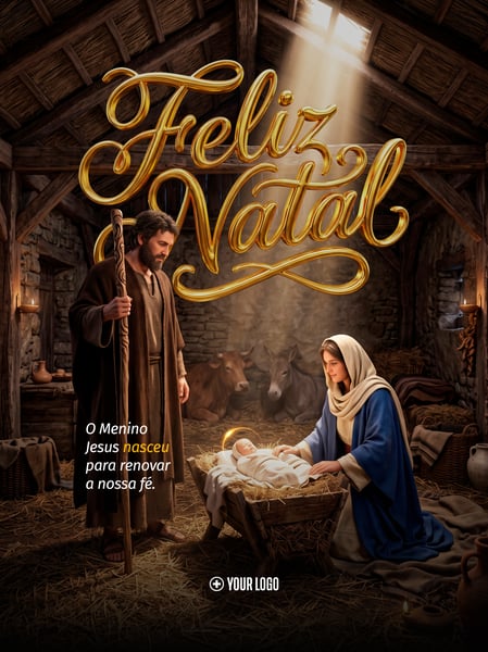 FELIZ NATAL NASCIMENTO DE JESUS SOCIAL MEDIA FLYER PSD EDITÁVEL