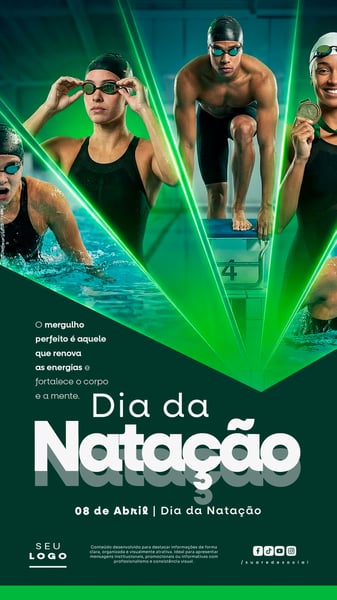 DIA DA NATAÇÃO 08 DE ABRIL STORY SOCIAL MEDIA PSD EDITÁVEL 3