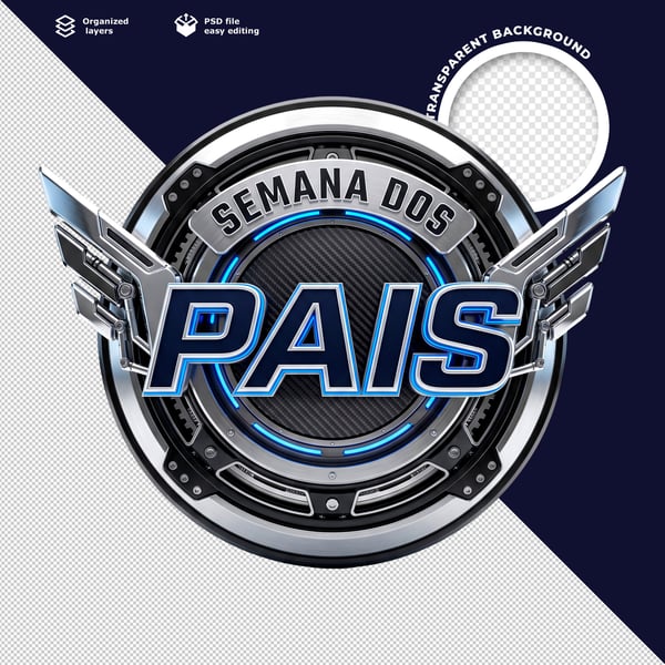 BANNER SEMANA DOS PAIS MODERNO AZUL PRATEADO ESTILO FUTURISTA PSD EDITÁVEL