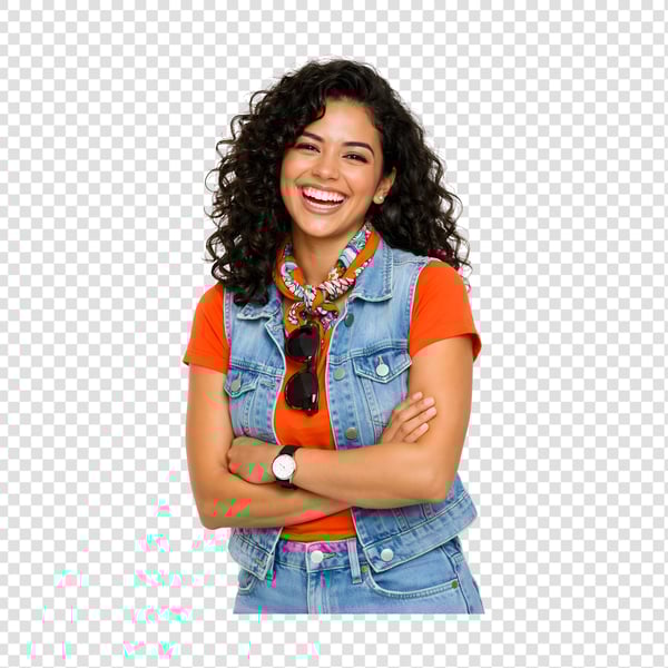 MULHER COM ROUPA LARANJA SEGURANDO UM CELULAR 05