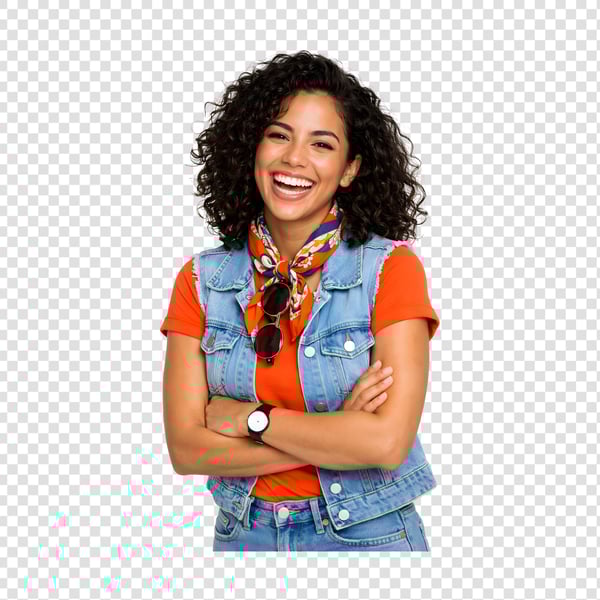 MULHER COM ROUPA LARANJA SEGURANDO UM CELULAR 04