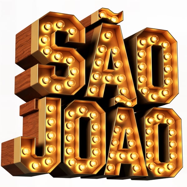 SELO 3D PALAVRA SÃO JOÃO COM LUZES FESTA JUNINA 2