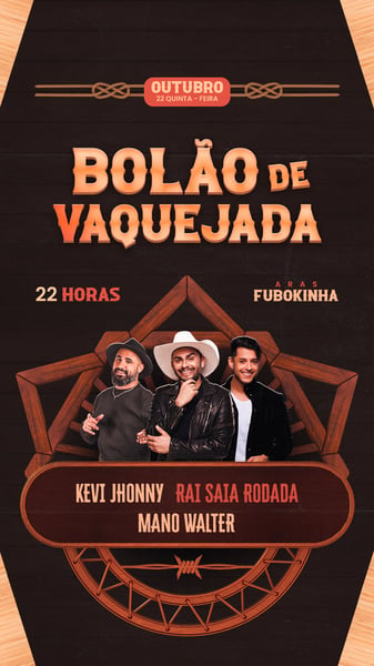 Flyer BOLÃO DE VAQUEJADA 22 DE OUTUBRO STORY PSD EDITÁVEL