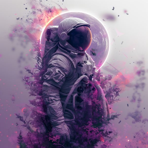 ASTRONAUTA NA ESPAÇO | COM LUZES NEON | FAÍSCAS | IMAGEM BACKGROUND