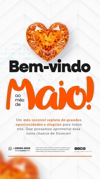 BEM VINDO MAIO SAUDAÇÃO MÊS SOCIAL MEDIA POST EDITÁVEL STORY