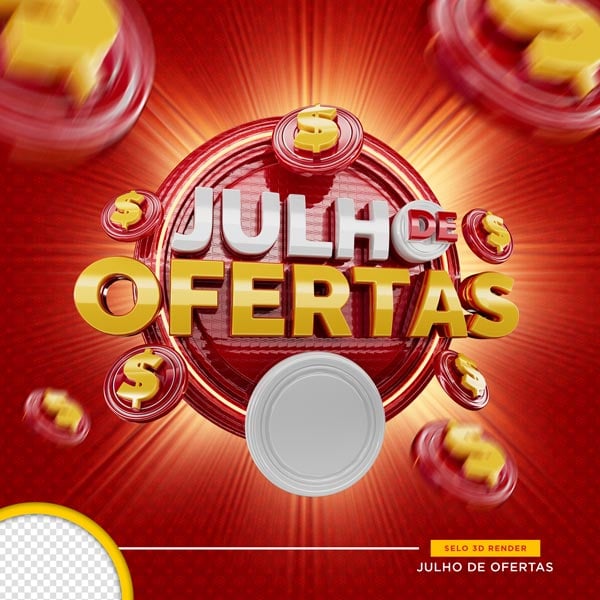 SELO 3D SUPERMERCADO JULHO DE OFERTAS PNG
