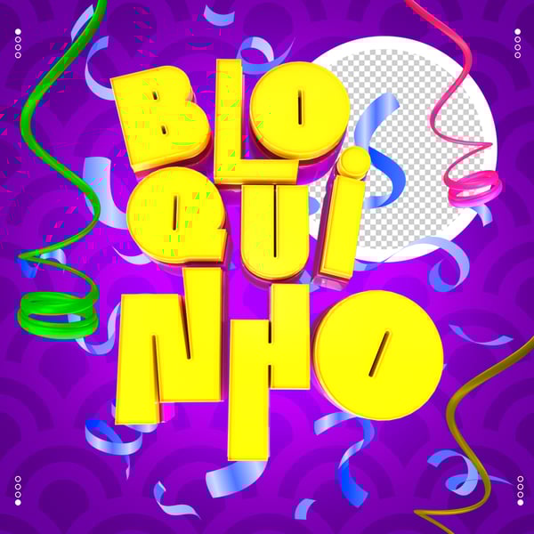 Selo 3D Bloquinho de Carnaval Colorido para Composição