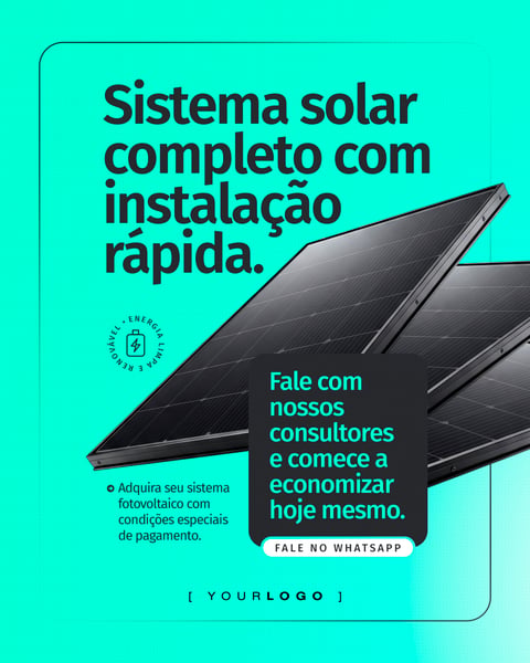 SISTEMA SOLAR COMPLETO INSTALAÇÃO RÁPIDA SOCIAL MEDIA PSD EDITÁVEL