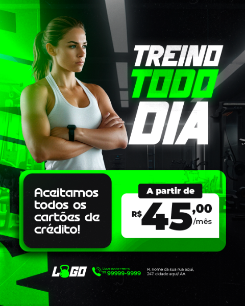 ACADEMIA TREINO TODO DIA  SOCIAL MEDIA PSD