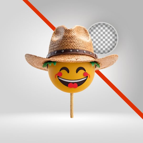 EMOJI SÃO JOÃO 3D, COM CHAPÉU DE PALHA, FESTA JUNINA, ELEMENTO PNG, ESPANTALHO, EMOJI FELIZ, CAIPIRA, ARRAIÁ, AGRICULTOR