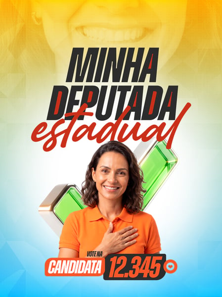 VOTO DEPUTADA ESTADUAL CANDIDATA SOCIAL MEDIA FLYER PSD EDITÁVEL