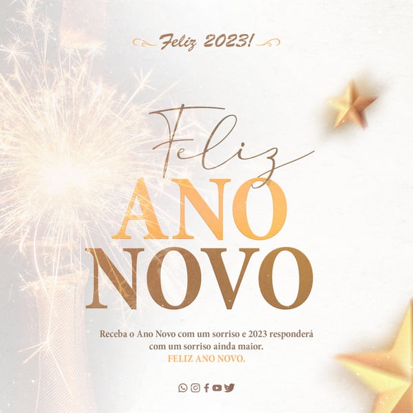 SOCIAL MEDIA - FEED - FELIZ ANO NOVO - 2023 - RECEBA O ANO NOVO COM UM SORRISO E 2023 RESPONDERÁ