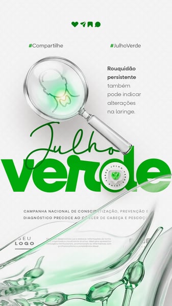 JULHO VERDE CAMPANHA PREVENÇÃO E DIAGNÓSTICO CÂNCER DE CABEÇA E PESCOÇO STORY SOCIAL MEDIA PSD EDITÁVEL 9