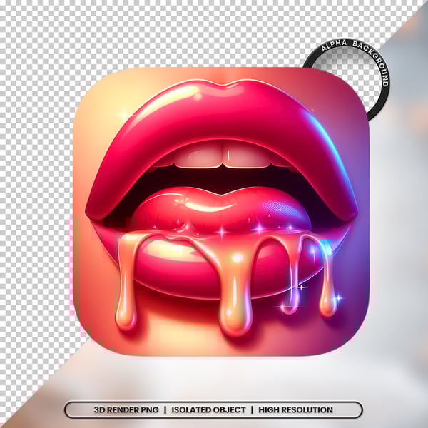 3D RENDER BOCA LÍNGUA LEITE ELEMENTO ÍCONE PSD PNG