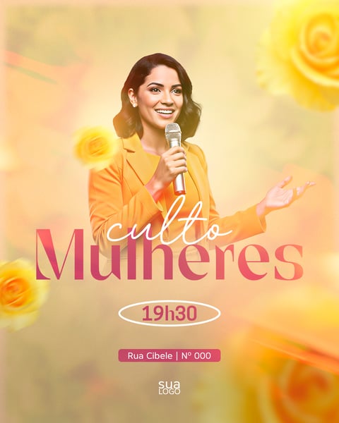 FLYER GOSPEL DE CULTO DE MULHERES - PSD