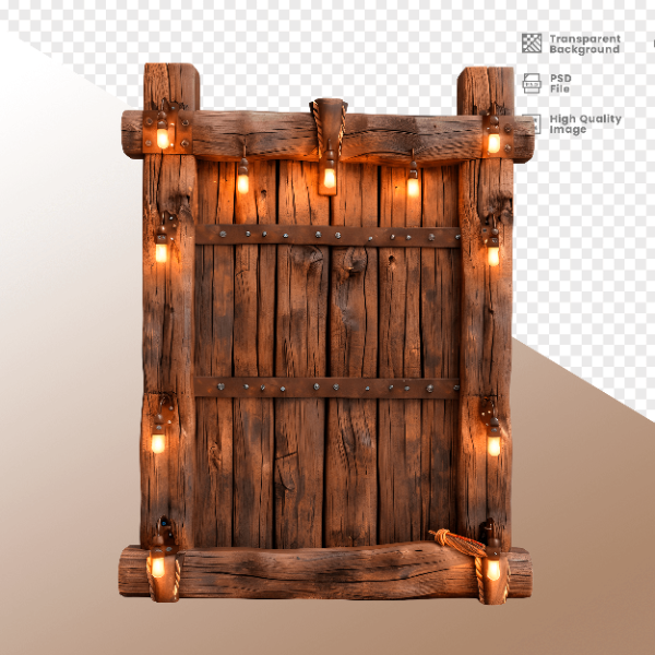 PORTA DE MADEIRA COM LUZ - ELEMENTO 3D PARA COMPOSIÇÃO