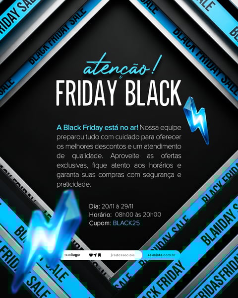 BLACK FRIDAY AVISO COMUNICADO ANÚNCIO SOCIAL MEDIA PSD EDITÁVEL 14