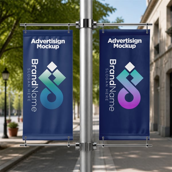 BANDEIRAS PUBLICITÁRIAS PSD EDITÁVEL MOCKUP