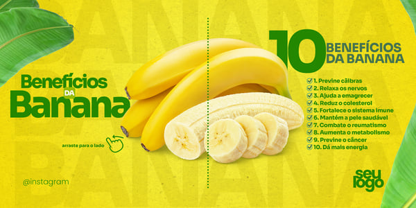 POST CARROSSEL BENEFÍCIOS FRUTA BANANA SOCIAL MEDIA