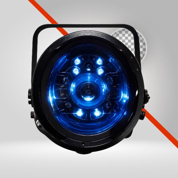 REFLETOR SOLO, LANTERNA DE LED, LUZ DE SHOW, LUZ DE PALCO, ILUMINAÇÃO PARA FLYERS DE EVENTO, ELEMENTO 3D-IA PNG