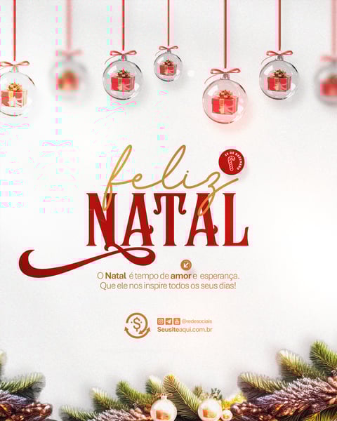 FELIZ NATAL 25 DE DEZEMBRO SOCIAL MEDIA PSD EDITÁVEL