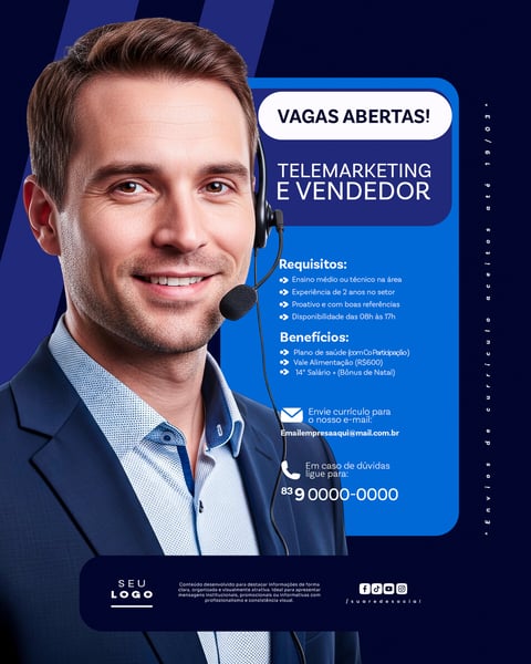 Recrutamento Emprego Temos Vagas Abertas Contratação Social Media PSD Editável 27