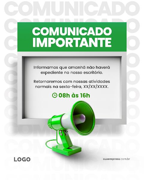 SOCIAL MEDIA PARA AVISOS E COMUNICADOS - VERDE