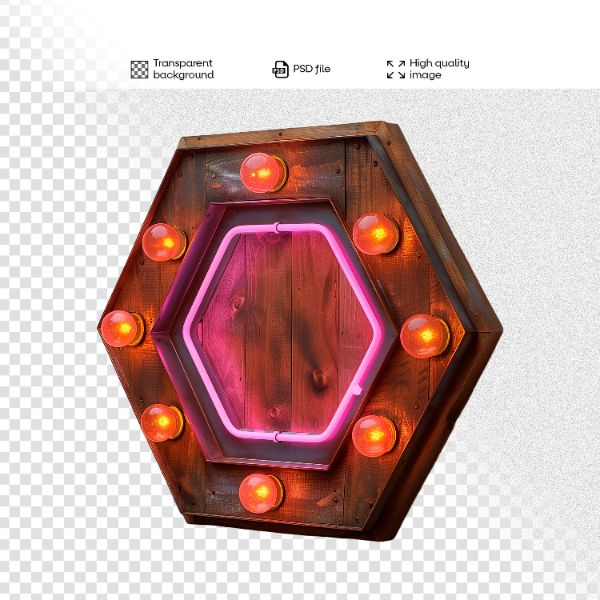 ELEMENTO DE MADEIRA COM LUZES | 3D | PARA COMPOSIÇÃO | IMAGEM SEM FUNDO