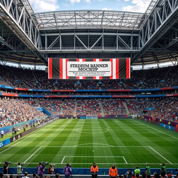 TELÃO EM ESTÁDIO DE FUTEBOL PSD EDITÁVEL MOCKUP