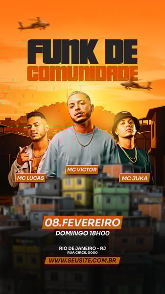 FLYER EVENTO SHOW FUNK DE COMUNIDADE PSD STORY 102