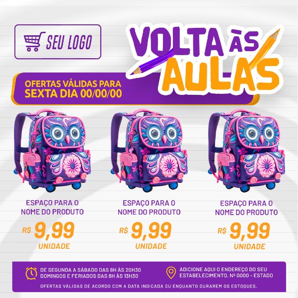 FOLHETO VOLTA AS AULAS: MATRÍCULAS ABERTAS 3 PRODUTOS