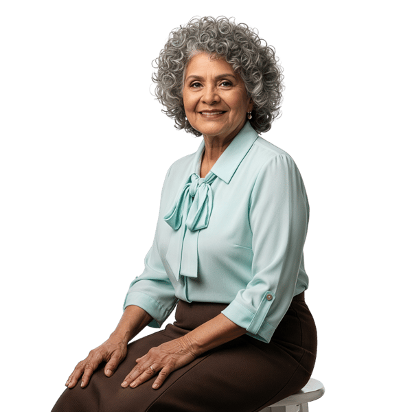 SENHORA SORRIDENTE COM CABELOS GRISALHOS 3