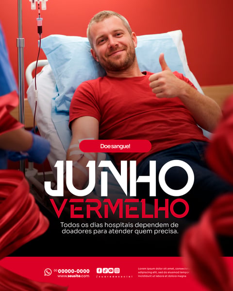 CAMPANHA JUNHO VERMELHO MÊS DE CONSCIENTIZAÇÃO DOAÇÃO DE SANGUE SOCIAL MEDIA PSD EDITÁVEL 5