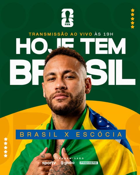 BRASIL X ESCÓCIA NEYMAR COPA DO MUNDO PSD EDITÁVEL