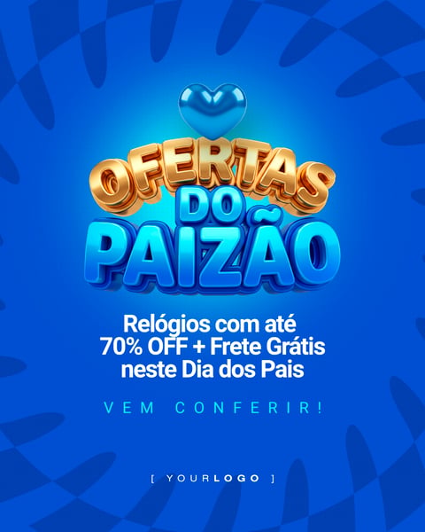 BANNER PROMOCIONAL DIA DOS PAIS ATÉ 70 OFF FRETE GRÁTIS PSD EDITÁVEL