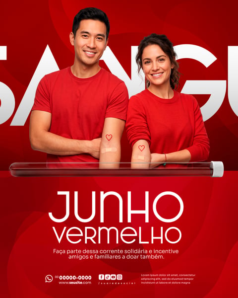 CAMPANHA JUNHO VERMELHO MÊS DE CONSCIENTIZAÇÃO DOAÇÃO DE SANGUE SOCIAL MEDIA PSD EDITÁVEL 6