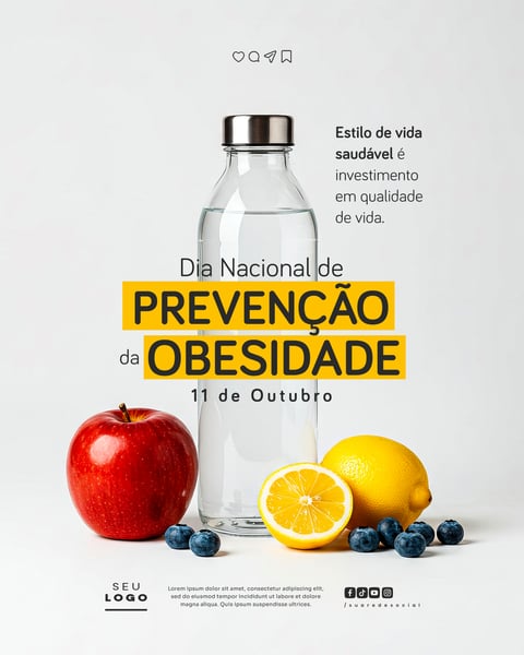 DIA NACIONAL DE PREVENÇÃO DA OBESIDADE 11 DE OUTUBRO SOCIAL MEDIA PSD EDITÁVEL 6