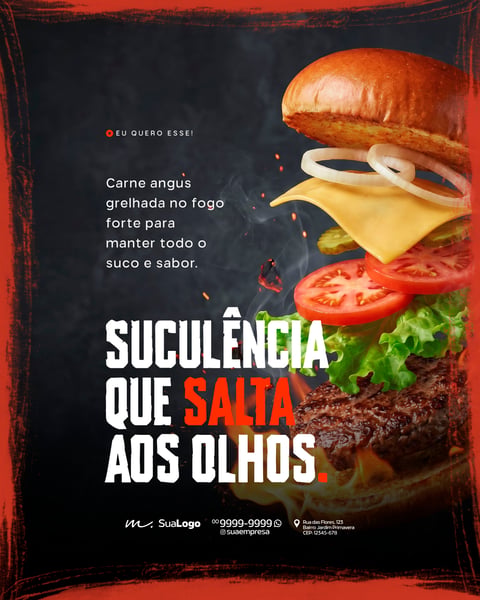 HAMBURGUERIA NA BRASA ARTESANAL GOURMET SOCIAL MEDIA PSD EDITÁVEL 6