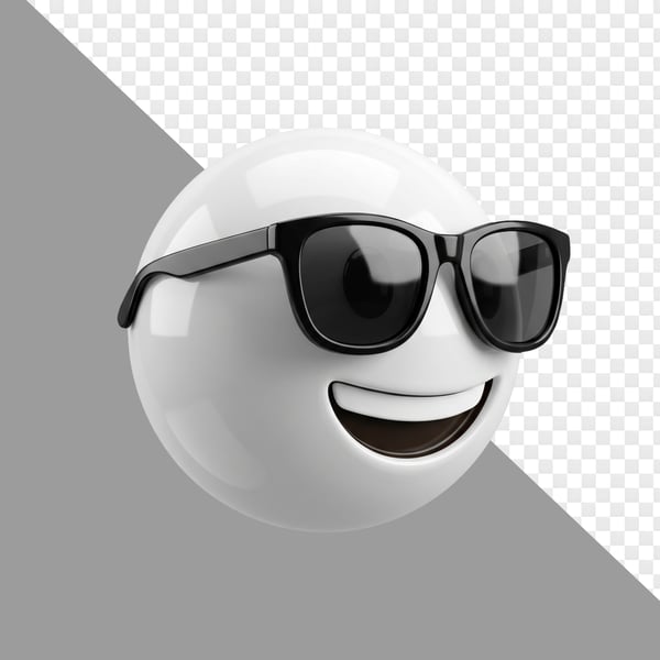 EMOJI BRANCO MINIMALISTA E ELEGANTE USANDO ÓCULOS DE SOL PRETOS