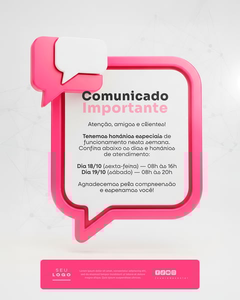 COMUNICADO AVISO SOCIAL MEDIA PSD EDITÁVEL 11