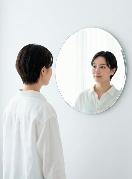 Mulher Refletindo No Espelho Para Campanha Janeiro Branco Saúde Mental