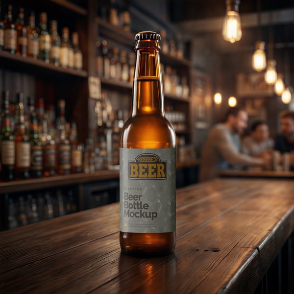 GARRAFA DE CERVEJA PSD EDITÁVEL MOCKUP