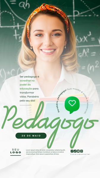 DIA DO PEDAGOGO 20 DE MAIO SOCIAL MEDIA EDITÁVEL FEED